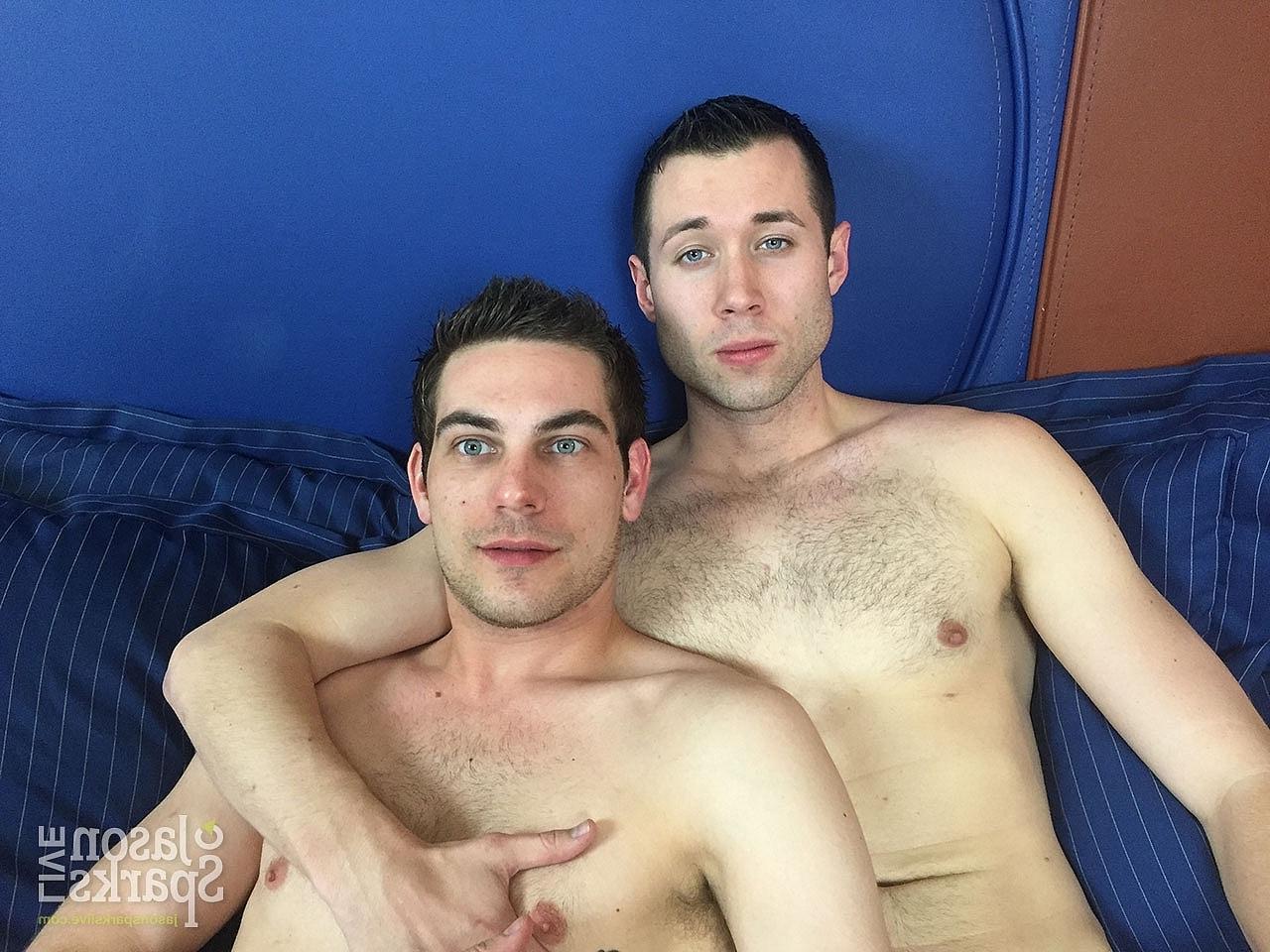 20P Sexy gay Americans Alec Shea and Cash Lockhart pose before fucking on a bed