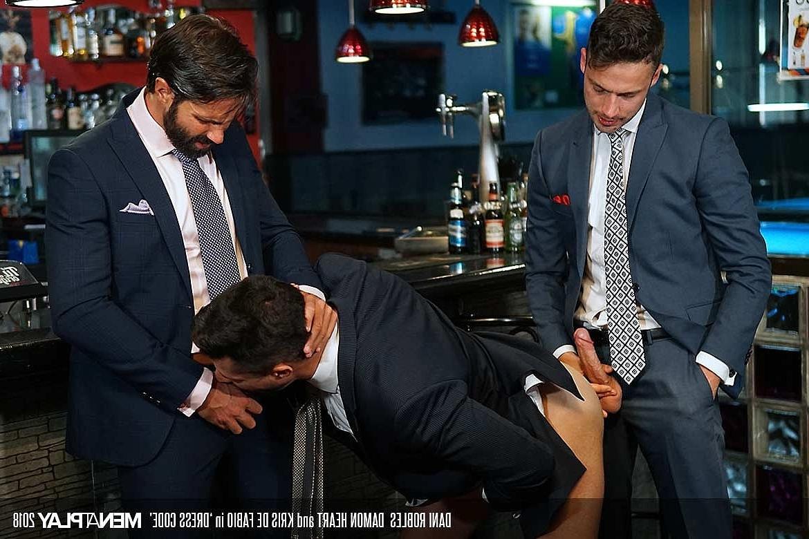 20P Gay businessmen Damon Heart, Dani Robles & Kris De Fabio fuck in a threesome