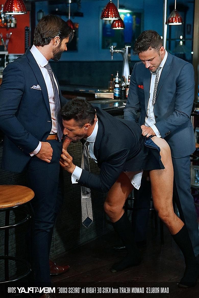 20P Gay businessmen Damon Heart, Dani Robles & Kris De Fabio fuck in a threesome