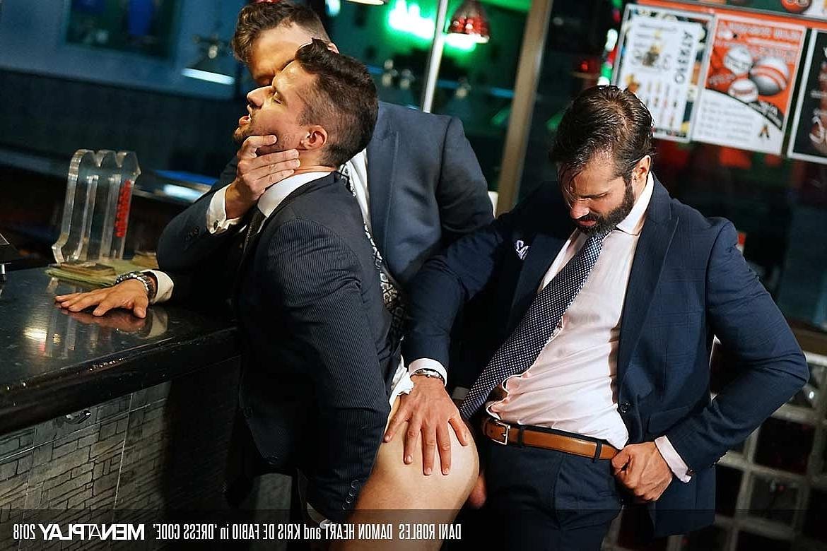 20P Gay businessmen Damon Heart, Dani Robles & Kris De Fabio fuck in a threesome