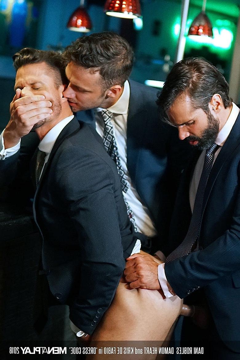 20P Gay businessmen Damon Heart, Dani Robles & Kris De Fabio fuck in a threesome