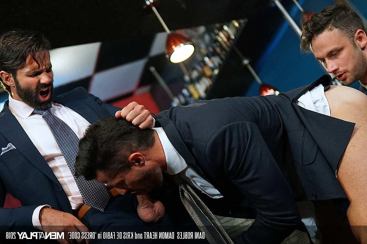 20P Gay businessmen Damon Heart, Dani Robles & Kris De Fabio fuck in a threesome