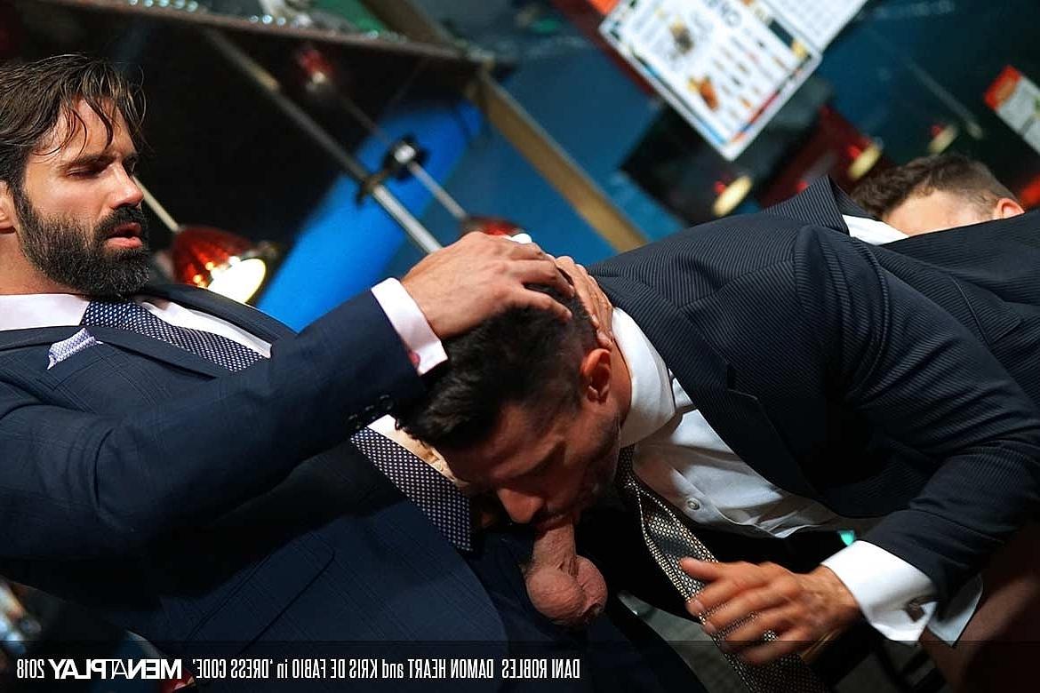20P Gay businessmen Damon Heart, Dani Robles & Kris De Fabio fuck in a threesome