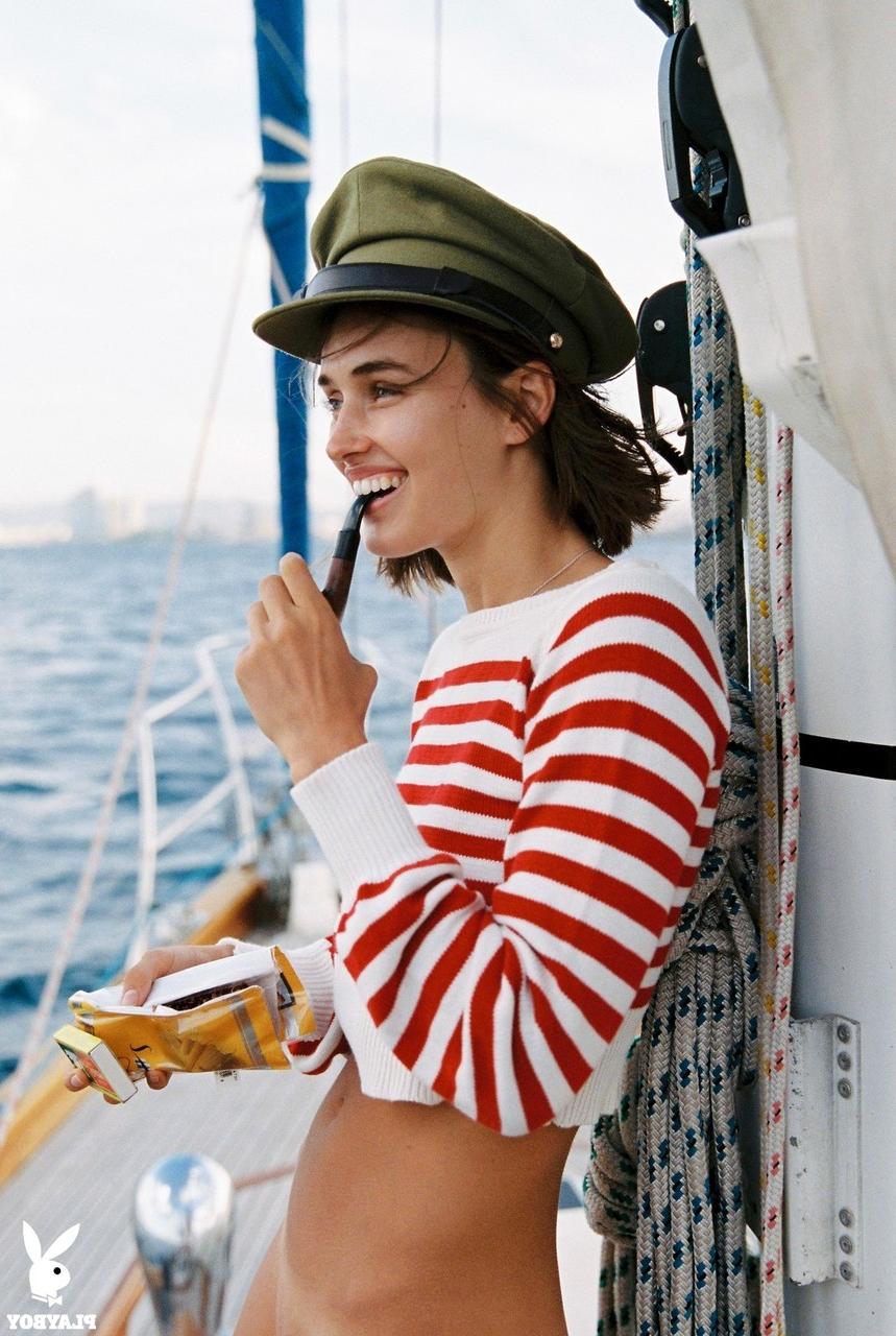 17P Exclusive set of well curved female sailor Johanne Landbo showing her assets
