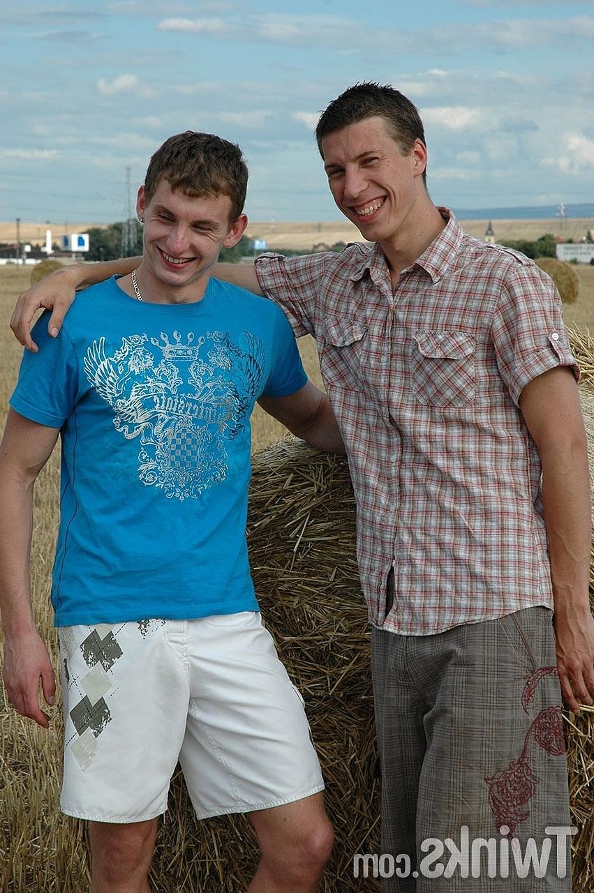 20P Petite brunette twinks kiss before pounding each other in a hay field