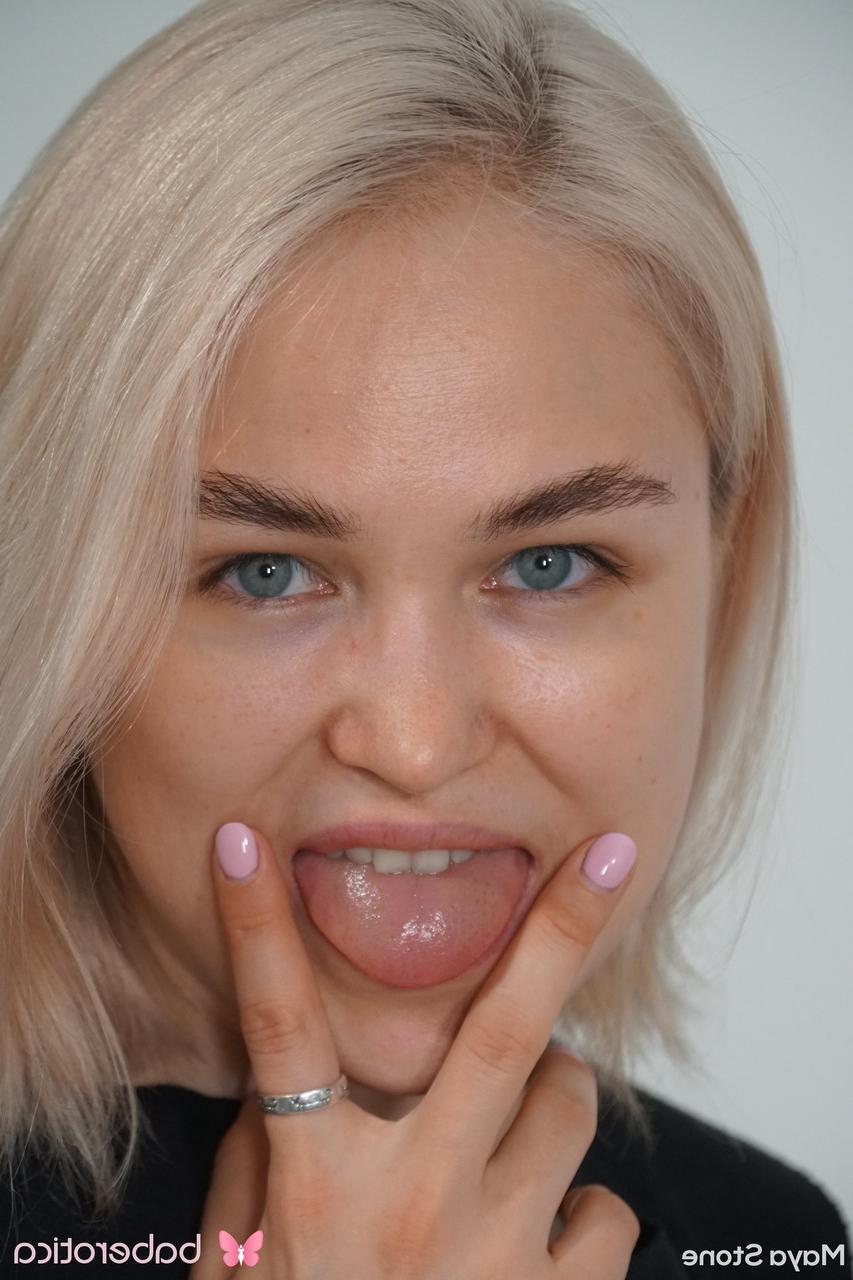 20P Tiny blonde babe Maya Stone stripping and masturbating at the office