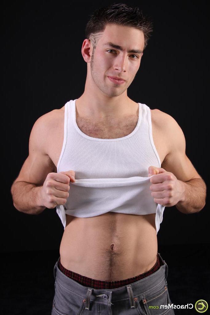 20P Brunette hunk Ramsey shows off his strong naked body & his hairy dick