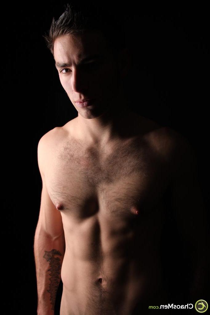 20P Brunette hunk Ramsey shows off his strong naked body & his hairy dick