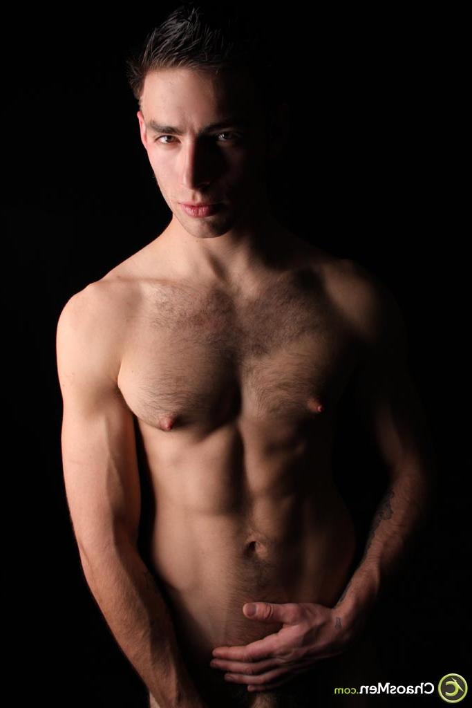 20P Brunette hunk Ramsey shows off his strong naked body & his hairy dick