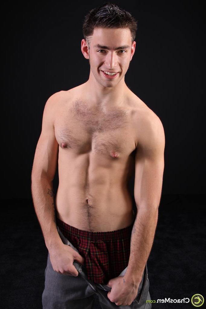 20P Brunette hunk Ramsey shows off his strong naked body & his hairy dick