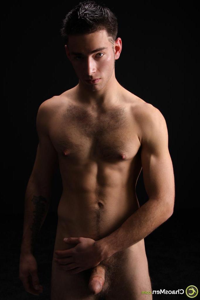 20P Brunette hunk Ramsey shows off his strong naked body & his hairy dick