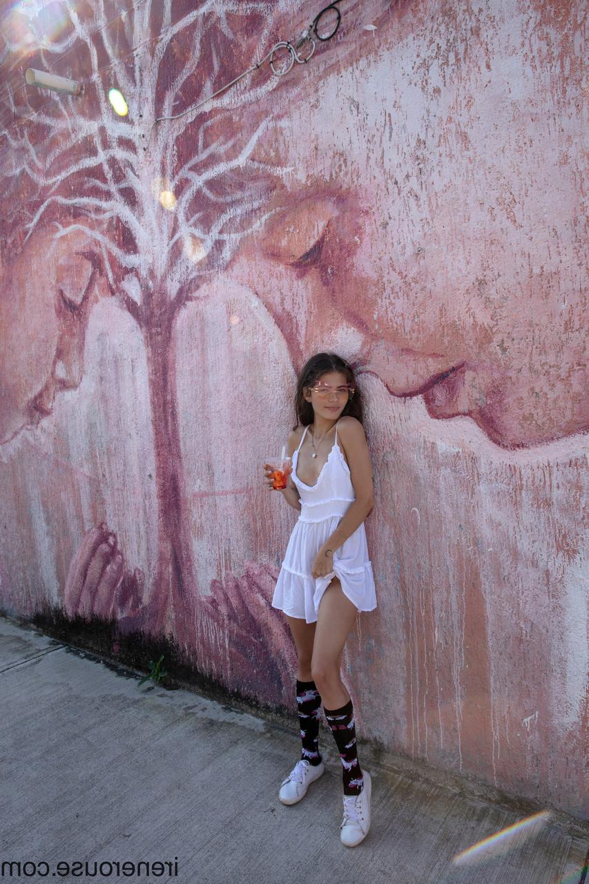 15P Colombian hottie Irene Rouse poses in her sexy white dress in public