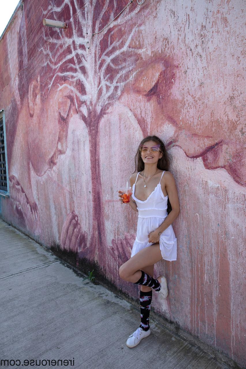 15P Colombian hottie Irene Rouse poses in her sexy white dress in public