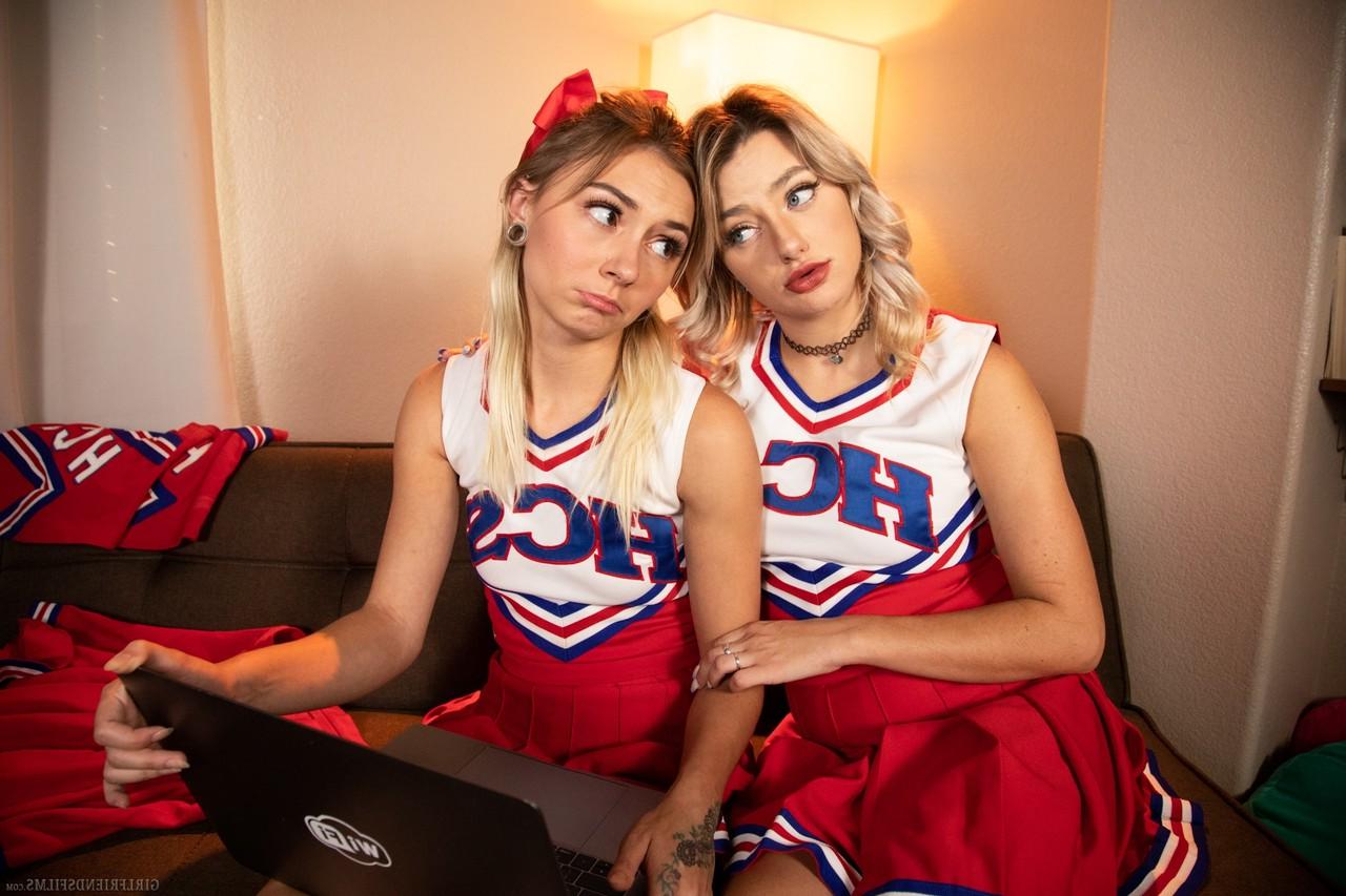15P Young cheerleaders Chloe Temple and Harmony Rivers partake in lesbian sex