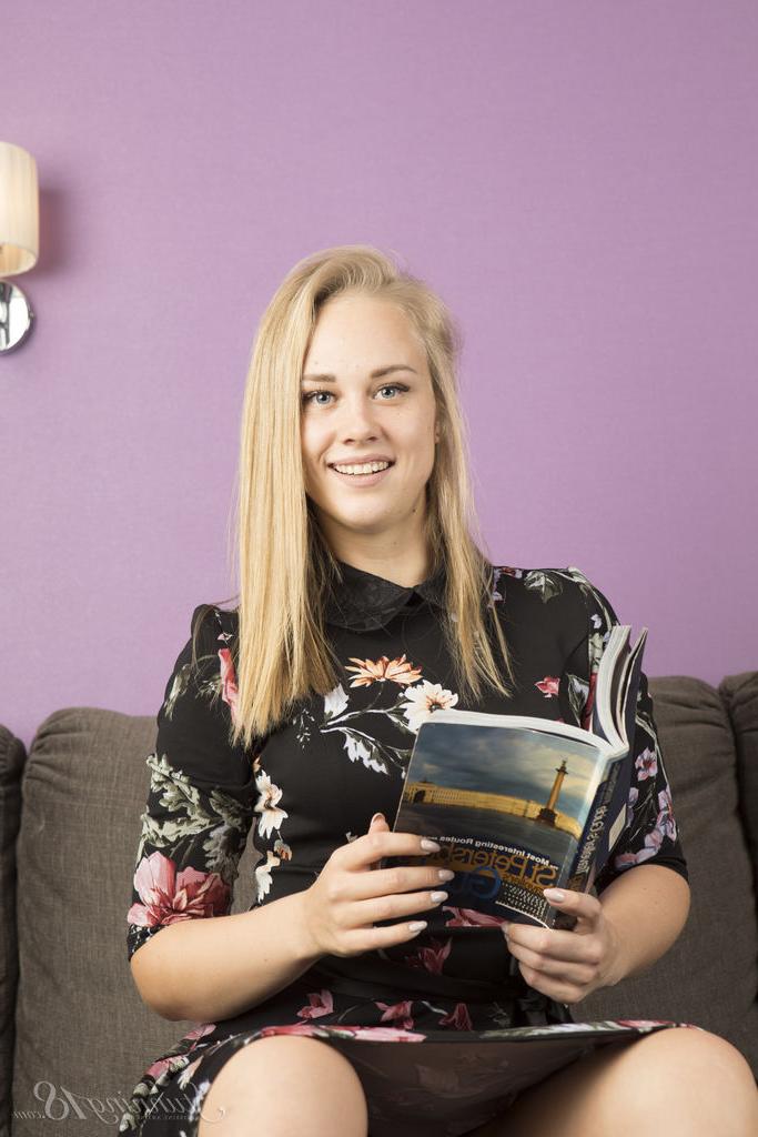 16P 18-year-old blonde Orika highlights her yummy pussy after getting naked