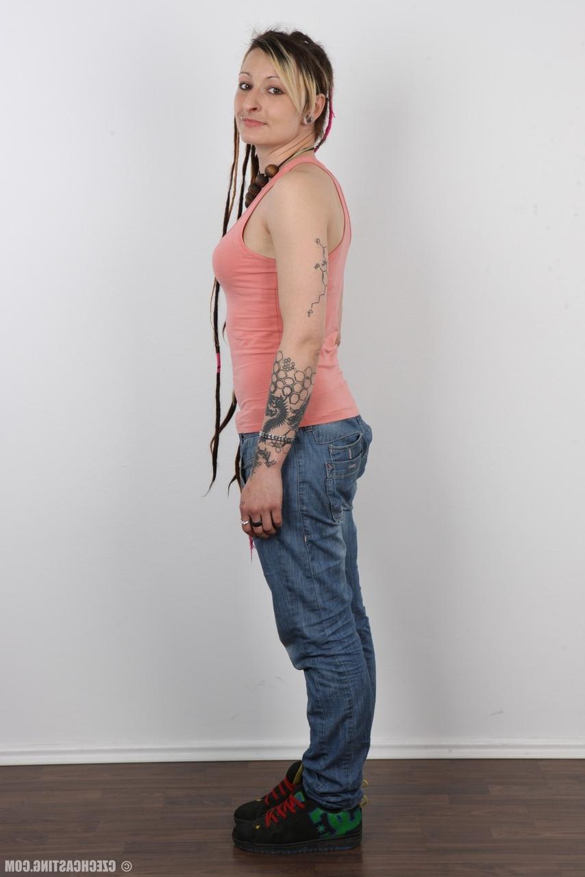 20P Alternative girl with long dreadlocks poses in the nude for the first time