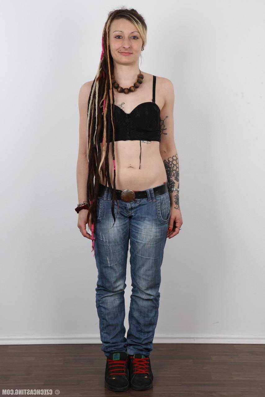 20P Alternative girl with long dreadlocks poses in the nude for the first time