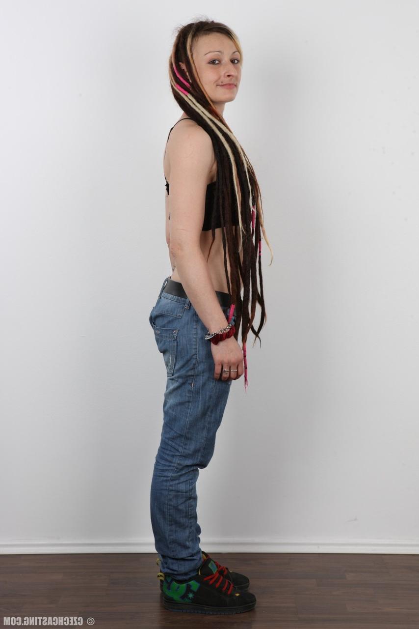 20P Alternative girl with long dreadlocks poses in the nude for the first time