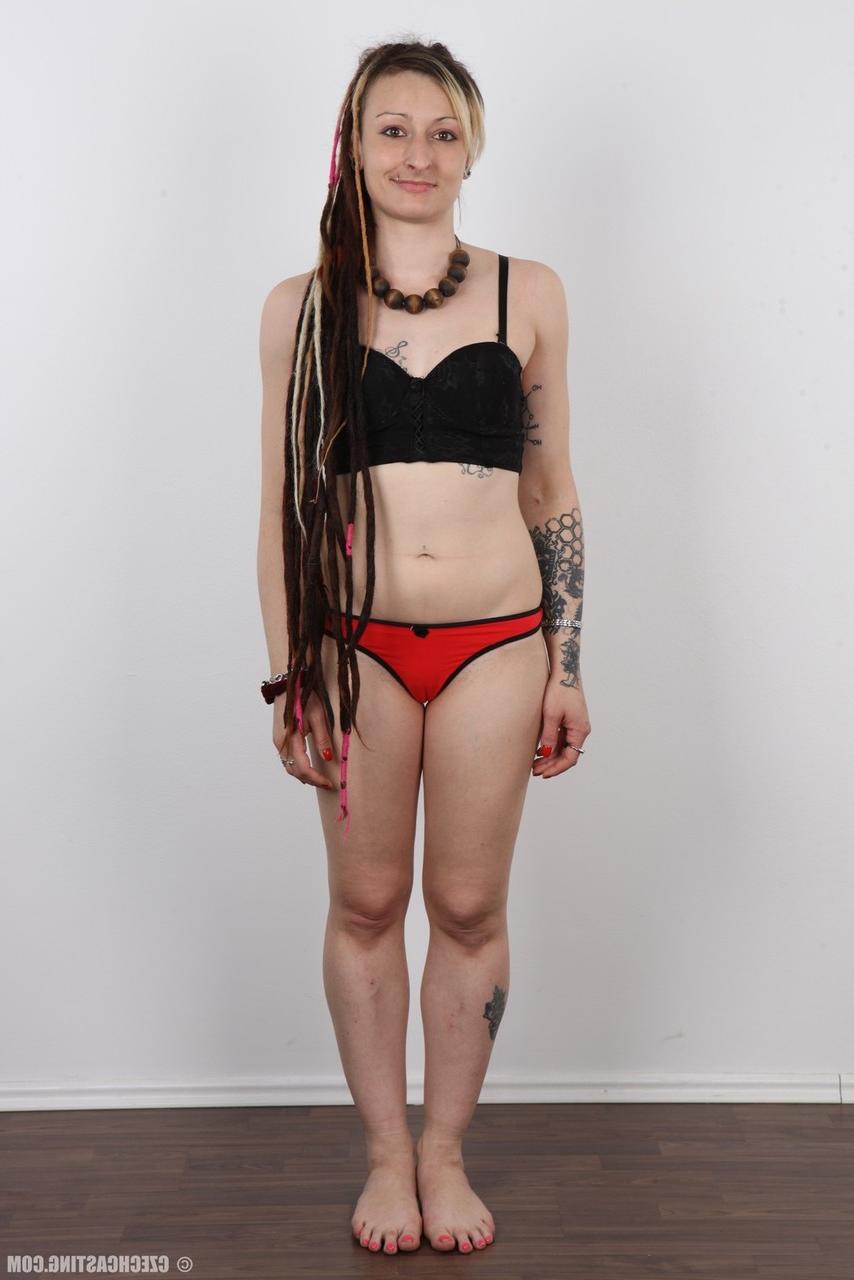 20P Alternative girl with long dreadlocks poses in the nude for the first time