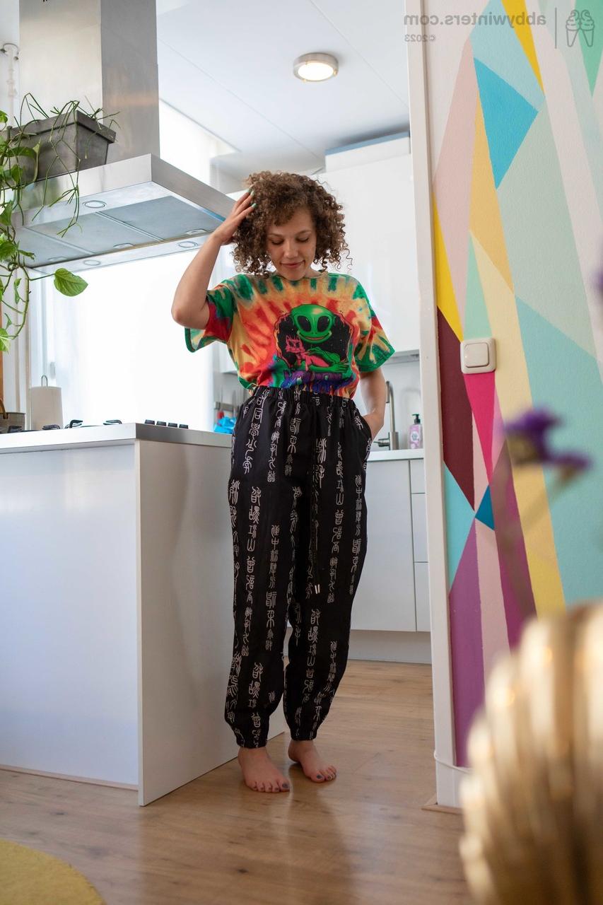 20P Adorable curly haired amateur Sasha F gets spied while putting her clothes on