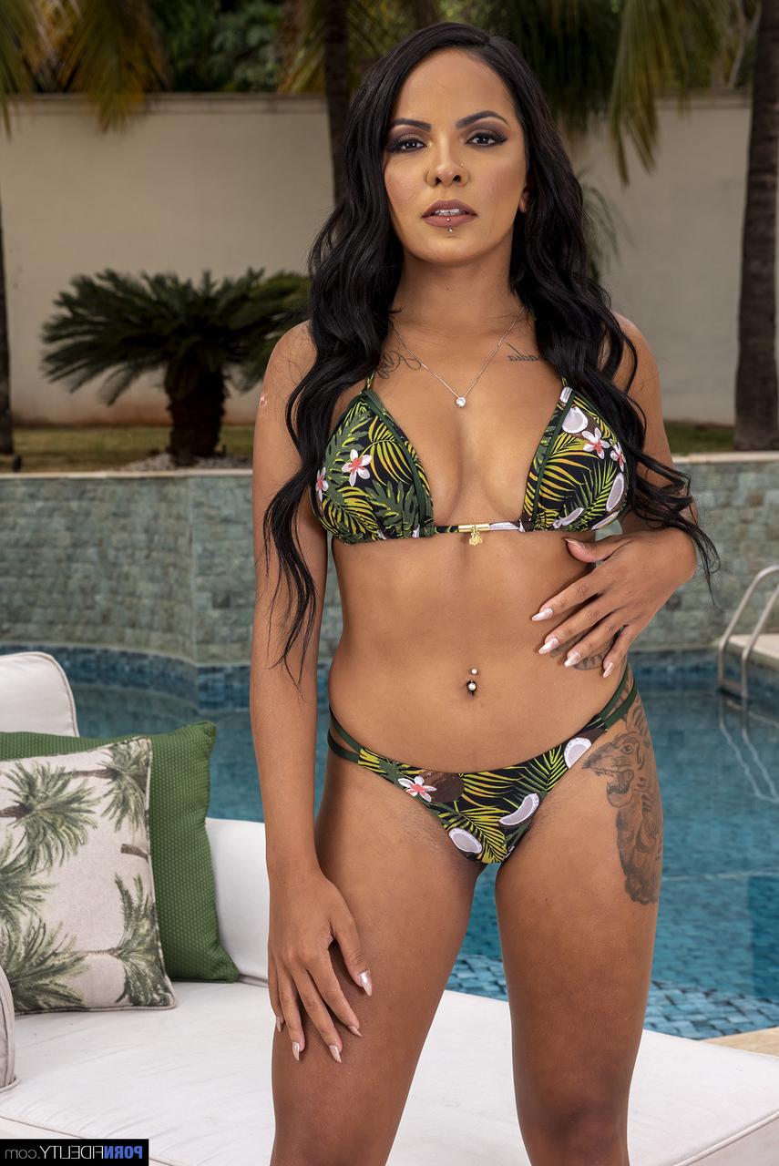20P Exotic Latina Luana Aguiar unveiling her big tits, ass and pussy poolside