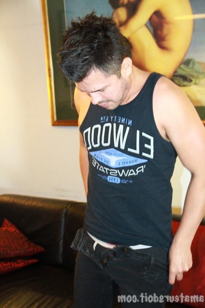 20P Dark-haired gay hottie Dee Docking takes a shower after wanking his fat dick