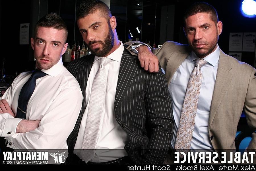 11P Strong businessmen Alex Marte, Axel Brooks & Scott Hunter fuck in a gay 3some