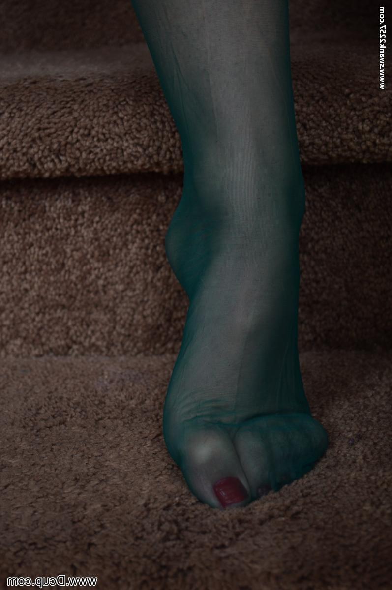 20P Young brunette in pantyhose Emily Ford exposing her big tits & her hairy pussy