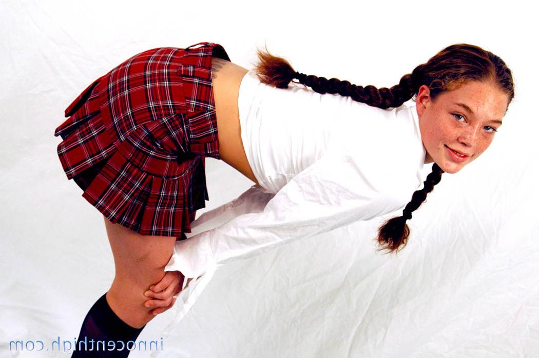 16P Pigtailed & freckled cutie Ashley Gracie flashes hot ass in schoolgirl outfit