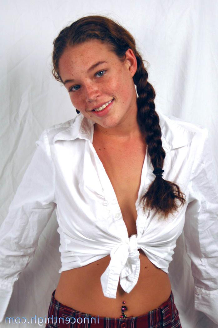 16P Pigtailed & freckled cutie Ashley Gracie flashes hot ass in schoolgirl outfit