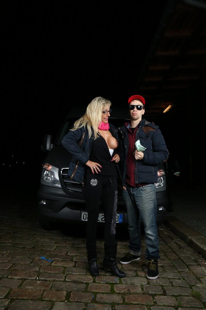 19P Busty mature sucks a dick and rides it well while in a black van