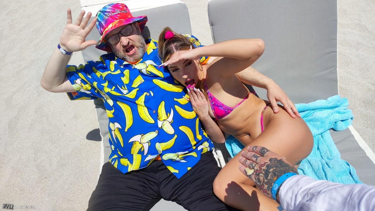 20P Teen Khloe Kapri poses on the beach before getting fucked in a hotel room