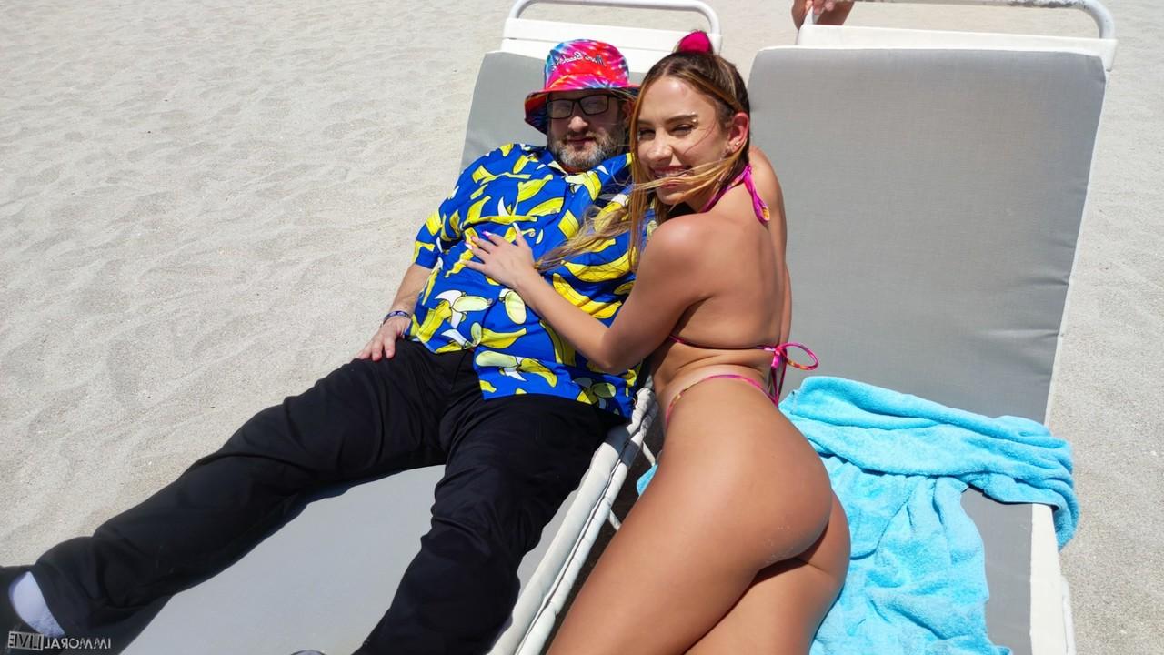 20P Teen Khloe Kapri poses on the beach before getting fucked in a hotel room