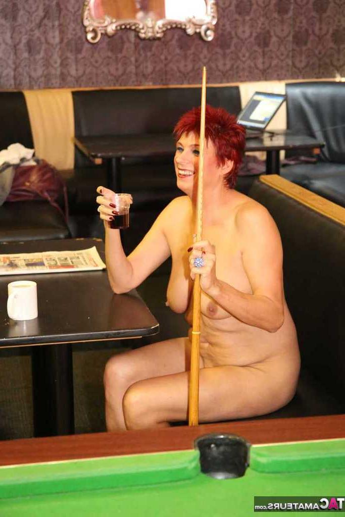 20P Mature redhead Dimonty shoots pool with a couple of boys while they are naked