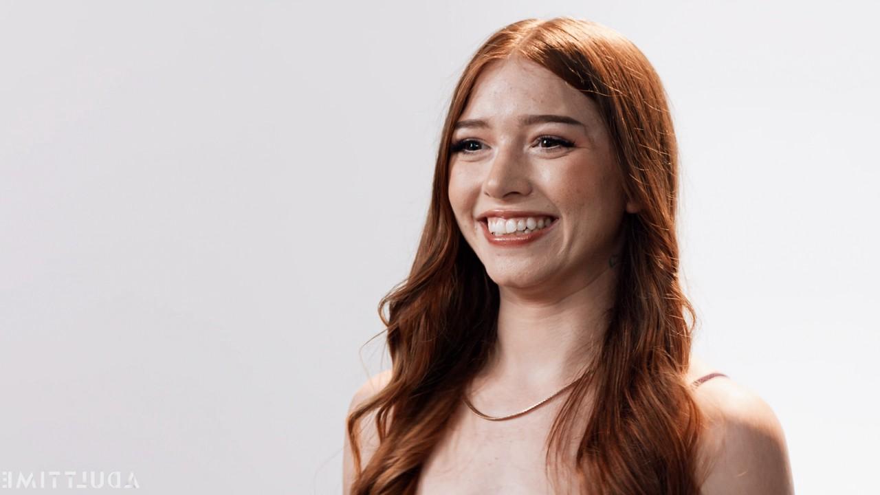 20P Redheaded nympho Myra Moans undressing and masturbating in a solo