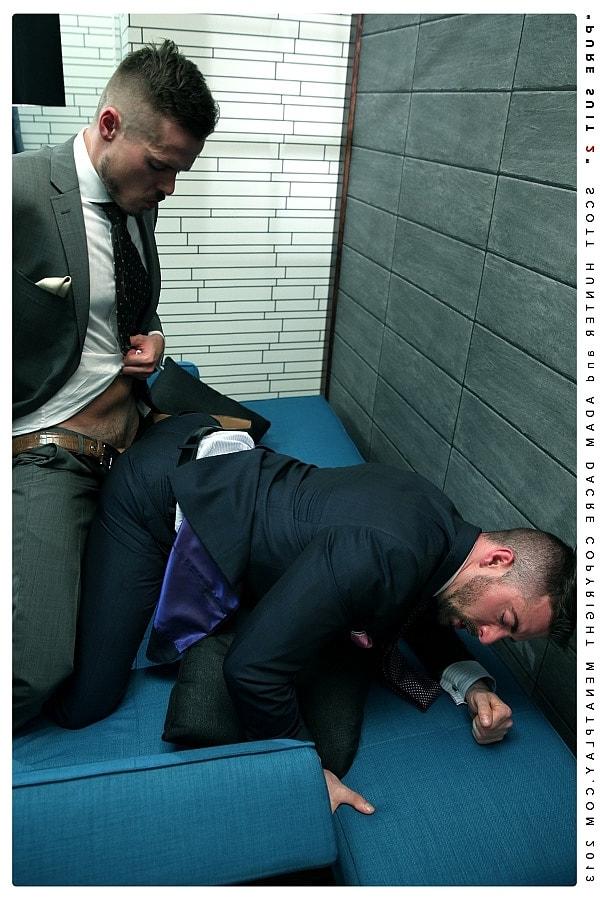 20P Gay men in suits Scott Hunter & Adam Dacre have a doggystyle anal quickie
