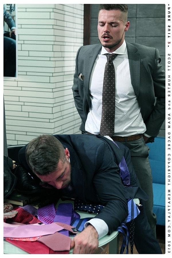 20P Gay men in suits Scott Hunter & Adam Dacre have a doggystyle anal quickie
