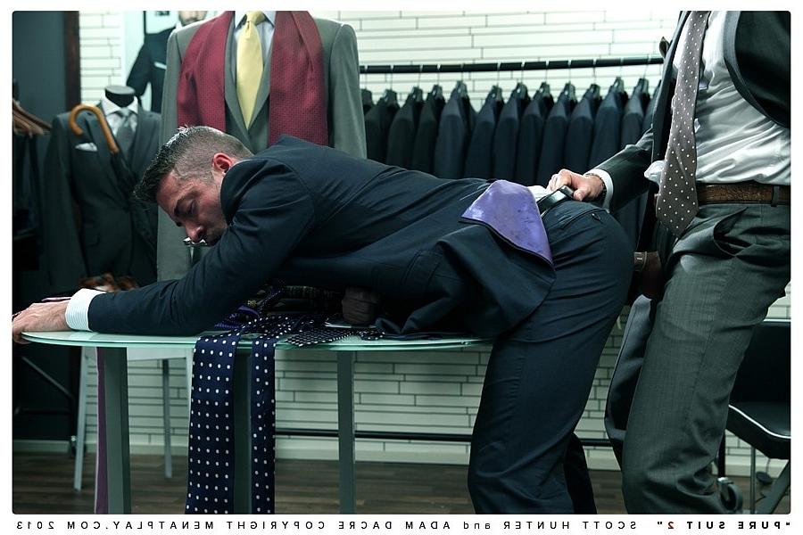 20P Gay men in suits Scott Hunter & Adam Dacre have a doggystyle anal quickie