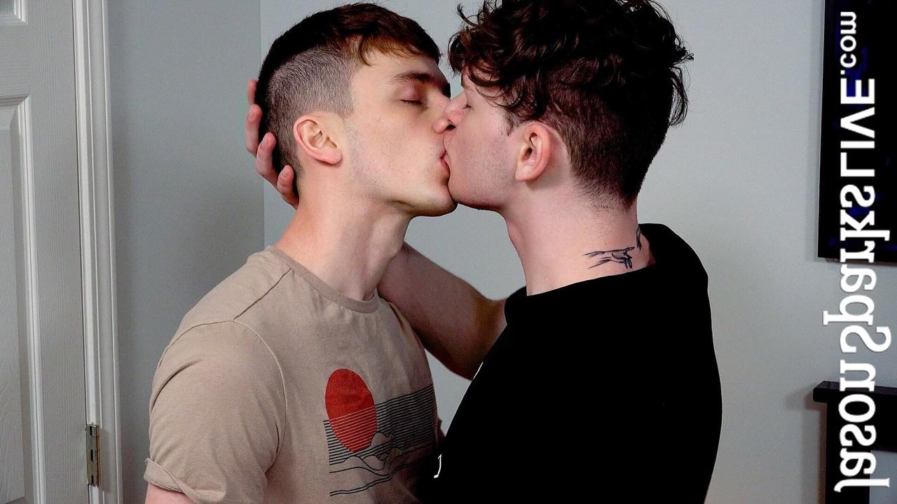 15P Twinks Ethan Tate and Tyler Tanner French kiss before having rough anal sex