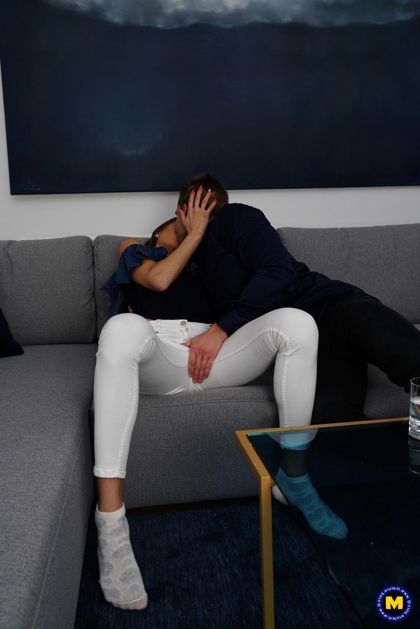 20P Mature woman Camilla C. enjoys a steamy FFM threesome with a young couple