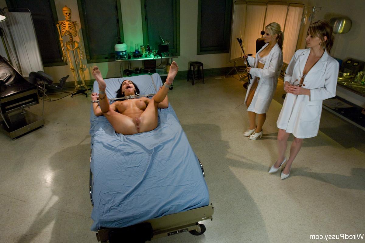 20P Two dirty MILF doctors with big tits restrain and toy their submissive patient