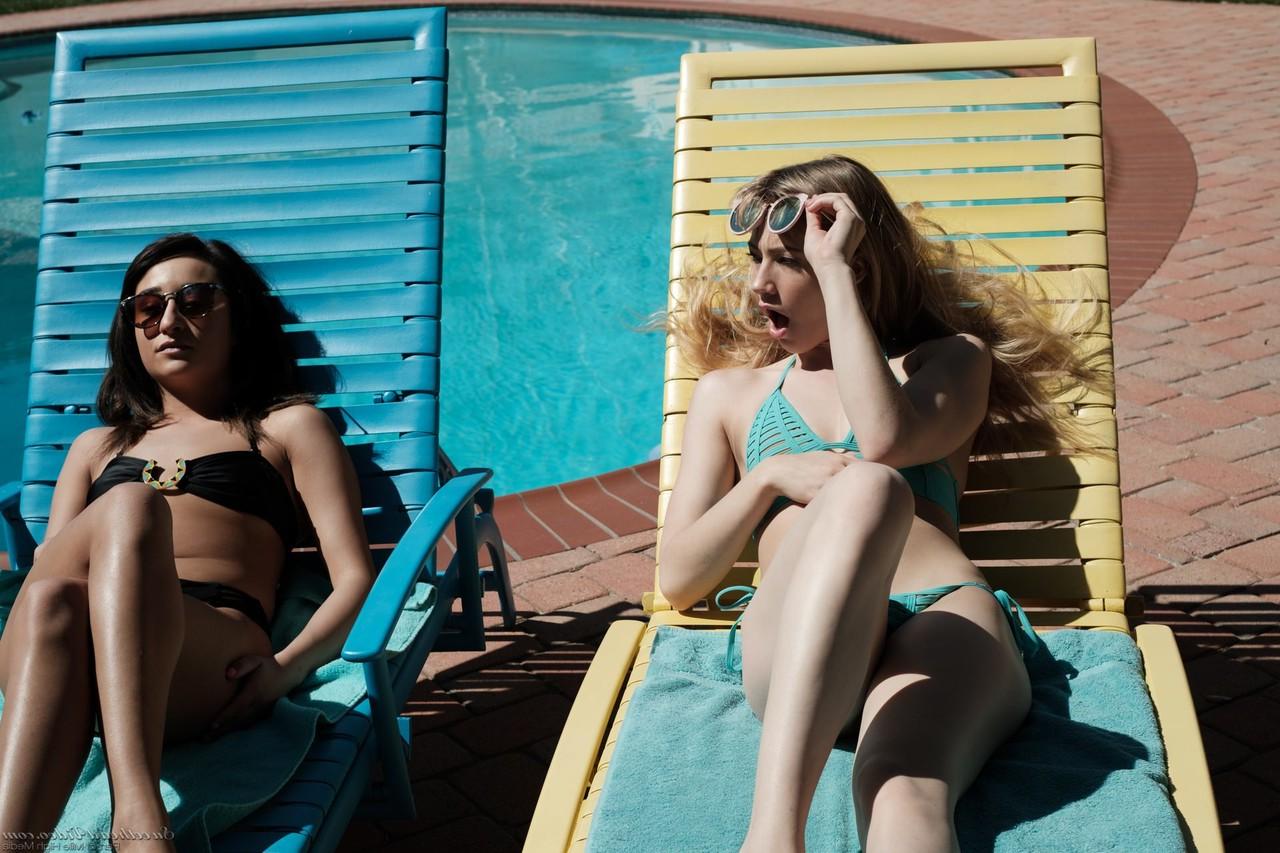 17P Girlfriends Eliza Jane and Scarlett Sage sneak in bedroom to make lesbian love