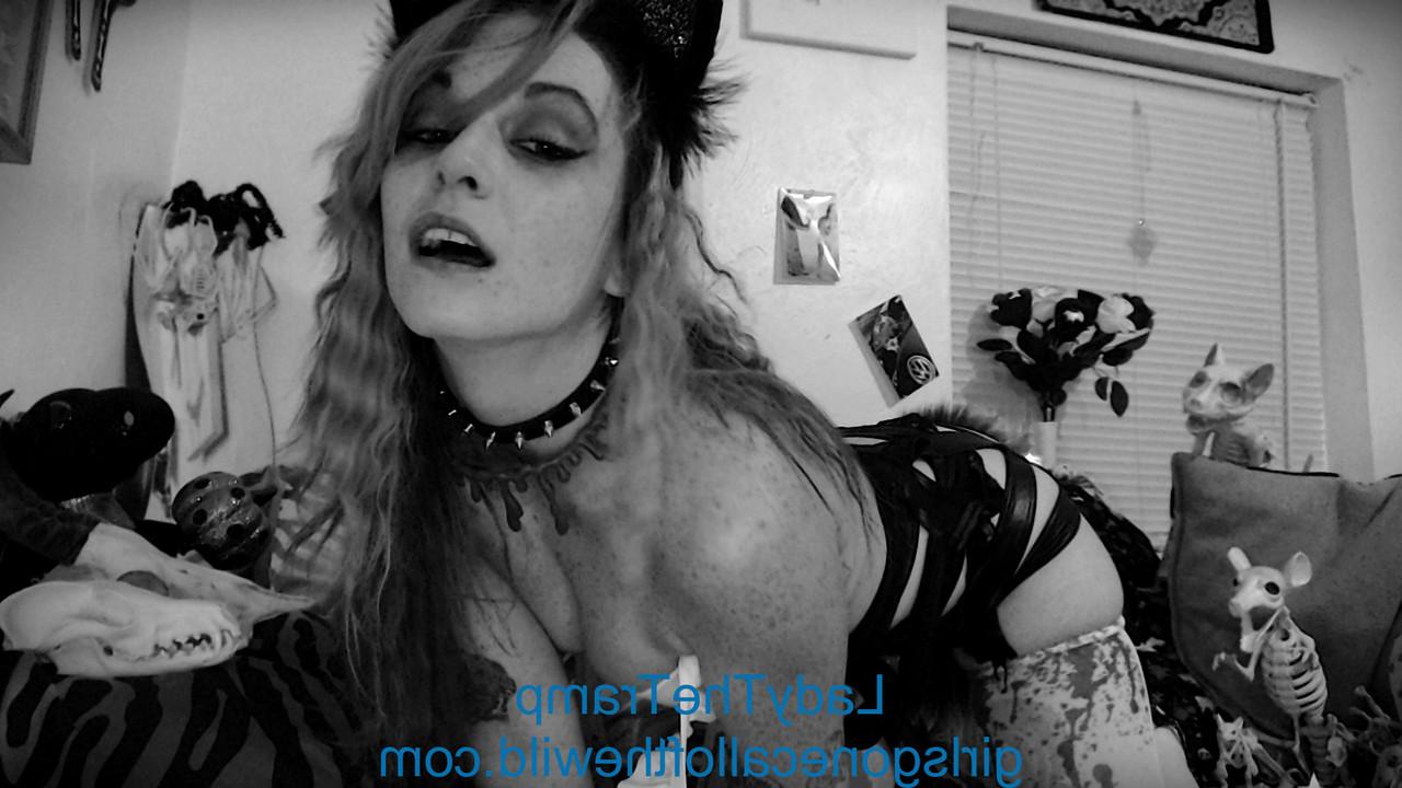 15P Sleazy amateur Lady The Tramp unveils her tiny tits in a hot B&W scene
