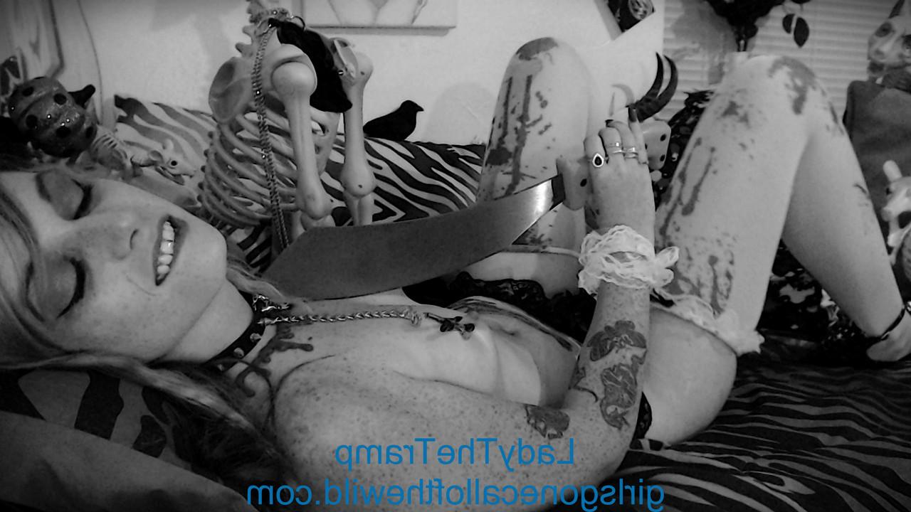 15P Sleazy amateur Lady The Tramp unveils her tiny tits in a hot B&W scene