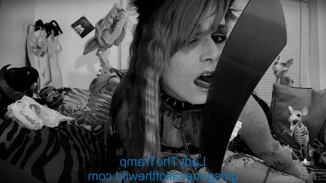 15P Sleazy amateur Lady The Tramp unveils her tiny tits in a hot B&W scene