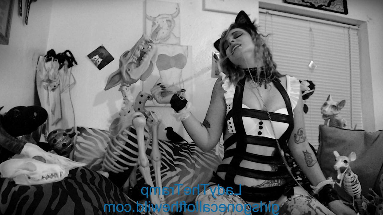 15P Sleazy amateur Lady The Tramp unveils her tiny tits in a hot B&W scene