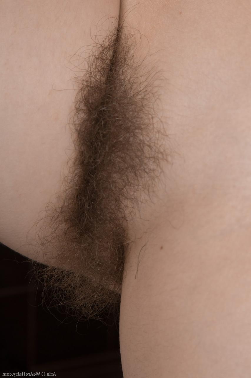17P La encantadora ama de casa Aria abre las piernas y toca su vagina peluda en el suelo