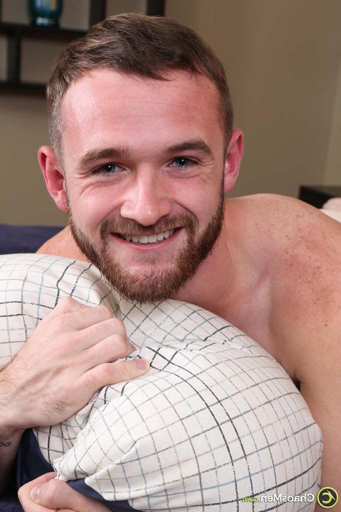 20P Cute brunette twink Easton unveiling his hard curved dick and masturbating