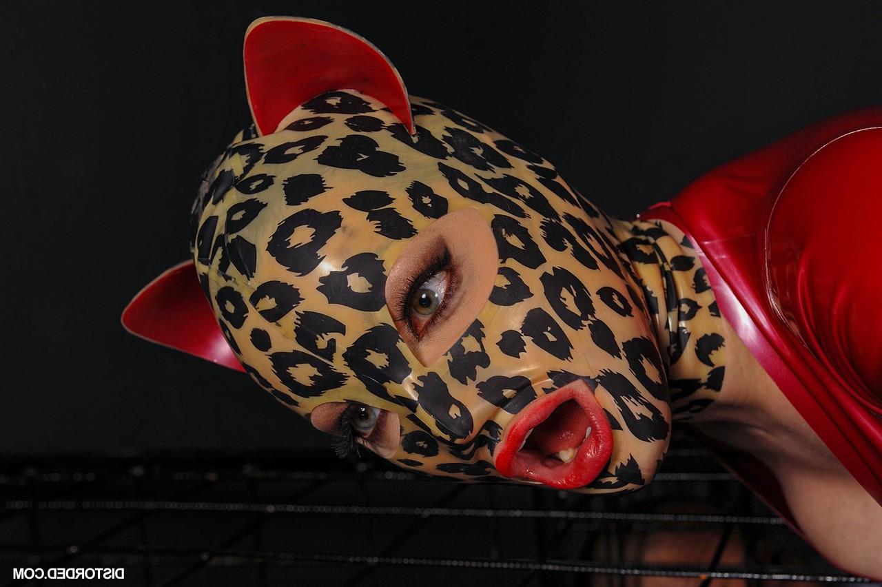 20P Slutty babe Latex Lucy gets spit roasted in a BDSM 3some with black men