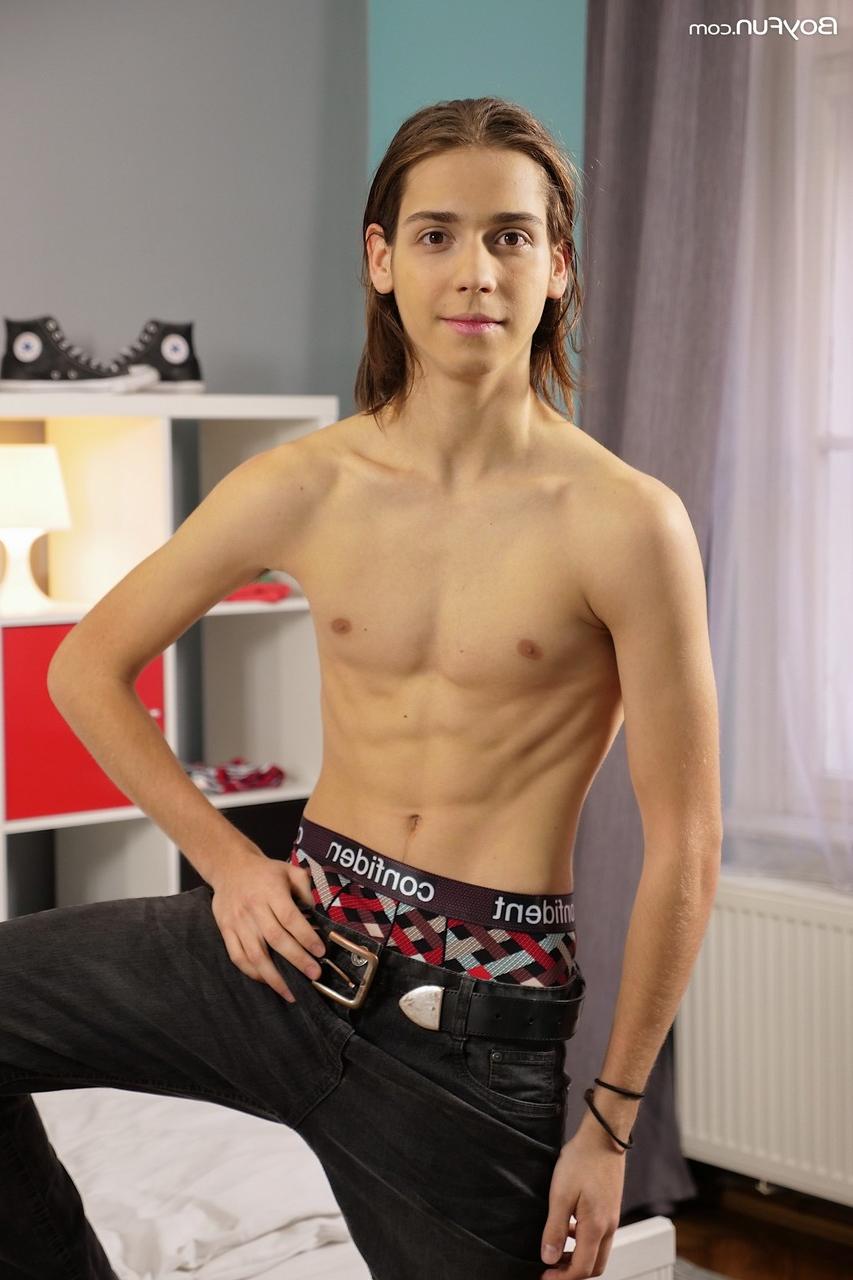 20P Adorable gay boy Jake Olsen unveils his lean body and shows his big uncut dick